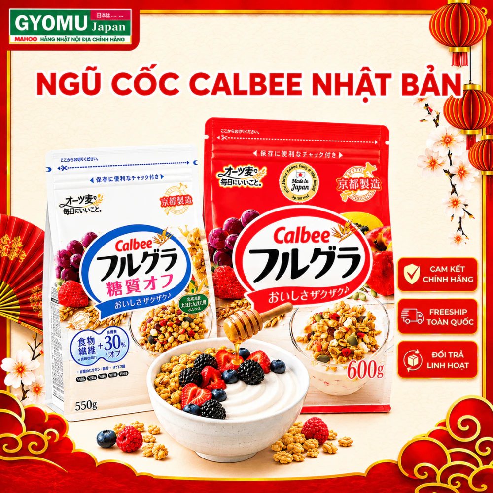Ngũ cốc trái cây, đậu hạt Calbee Nhật Bản - ngũ cốc giảm cân - hàng nội địa Nhật Bản - Gyomu Japan