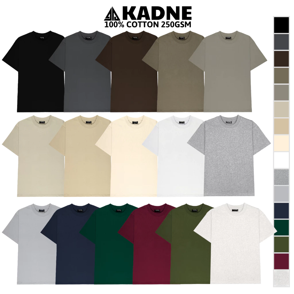 Áo thun trơn unisex 100% Cotton 250GSM KADNE nam nữ cổ tròn form oversize BASIC