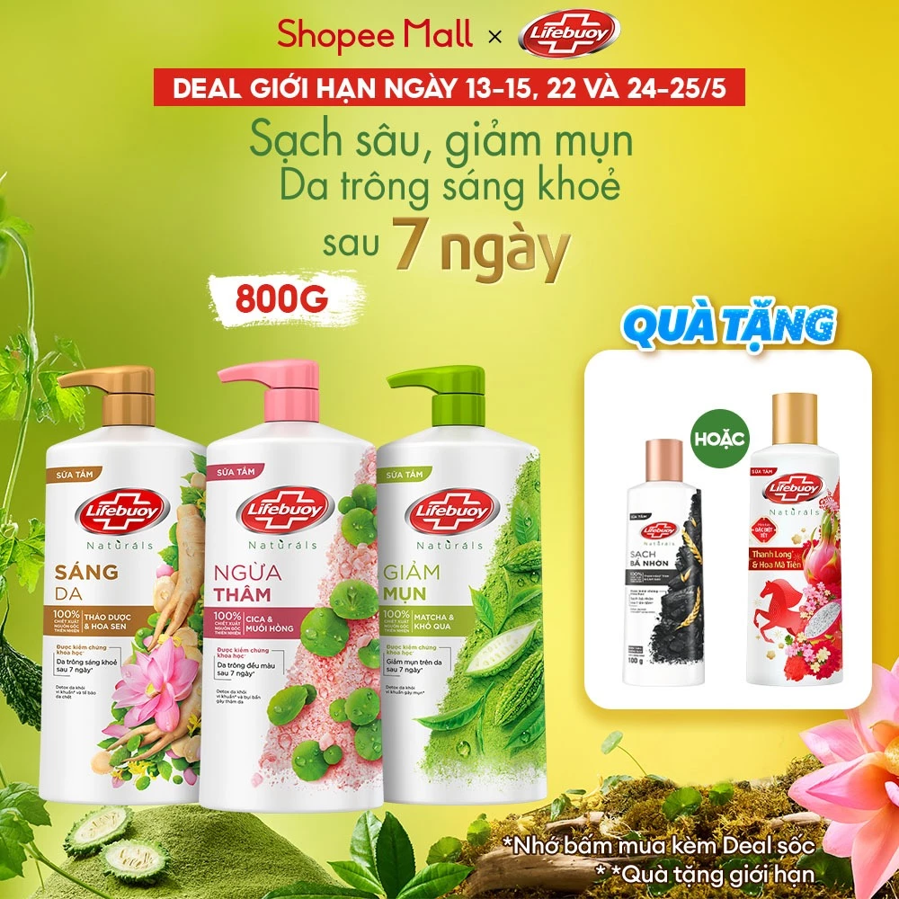 Sữa tắm Lifebuoy Thiên nhiên Detox Và Chăm Sóc Chuyên Sâu 800g