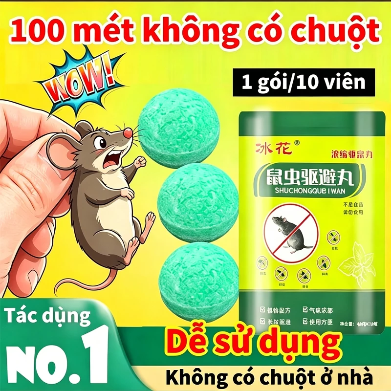 ☠Hiệu ứng 100%☠ thuốc đuổi chuột trong nhà băng phiến đuổi chuột(1gói 10 viên)Thành phần thực vật an toàn, không độc hại