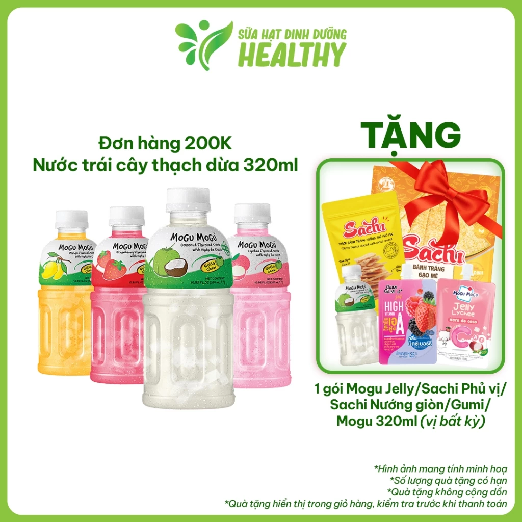 [ĐƠN 200K TẶNG 1 GÓI MOGU JELLY] Nước Thạch Dừa MOGU MOGU 320ML Trái Cây Thơm Ngon Ăn Vặt Thái Lan Nhiều Vị Lựa Chọn