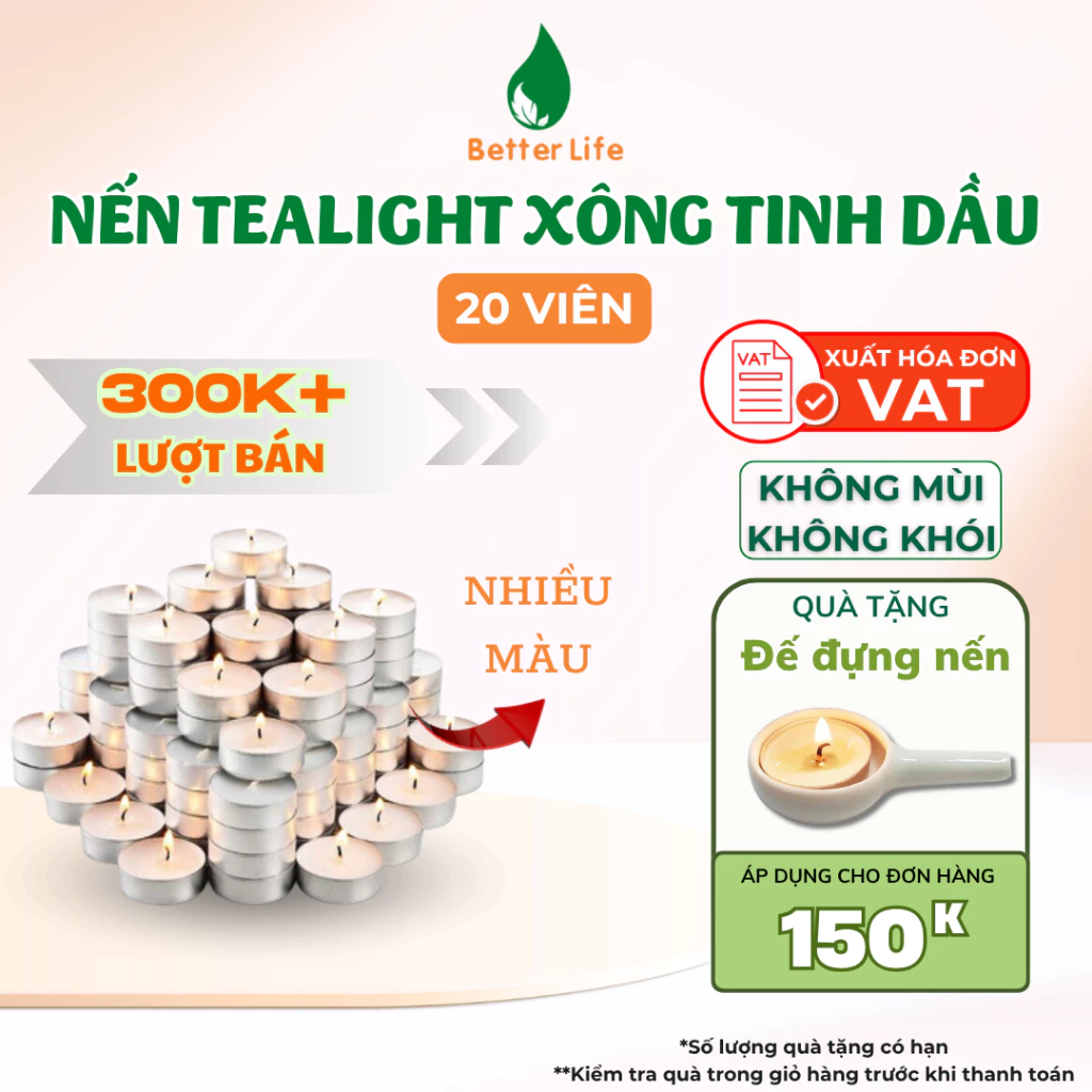 Nến Tealight nhỏ xông tinh dầu, thảo mộc, màu trắng vàng, đèn cầy trang trí thờ cúng cháy 2- 4 giờ