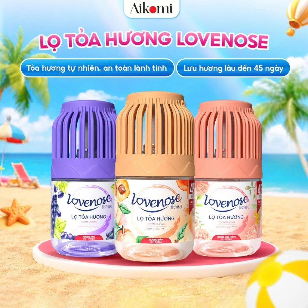 Lọ tỏa hương Lovenose hương thơm tự nhiên dễ chịu sáp thơm phòng khử mùi thế hệ mới 45 ngày - 180ml