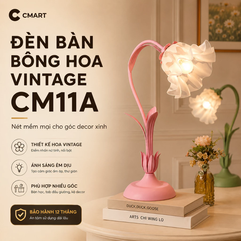 𝐂𝐌𝐀𝐑𝐓.𝐆𝐢𝐚 𝐝𝐮̣𝐧𝐠 Đèn Ngủ Trang Trí Để Bàn Bông Hoa Siêu Xinh Decor Phòng Ngủ Phòng khách CM11