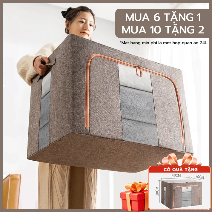 [mua 6 tặng 1](30-160L)Túi Đựng Quần Áo Khung Thép Đa Năng,Thùng Vải Đựng Đồ Đa Năng Gấp Gọn - 75x45x45cm