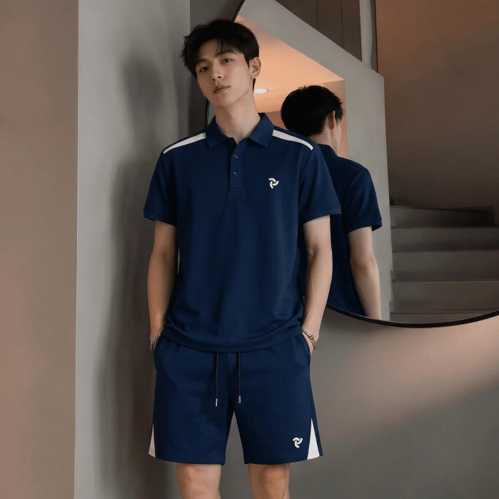 Bộ quần áo nam nữ Pahito cổ bẻ thêu hoạ tiết phối vai chất thun cá sấu co dãn đa chiều MENSWEAR BH23