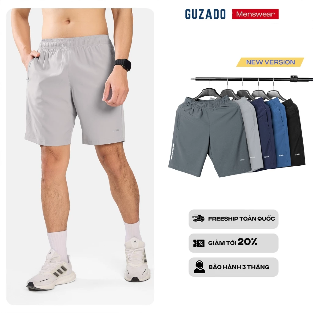 COMBO 2 Quần Đùi Thể Thao Nam GUZADO Vải Gió Mềm Nhẹ Thoáng Vận Động Thoải Mái CB2GSR01