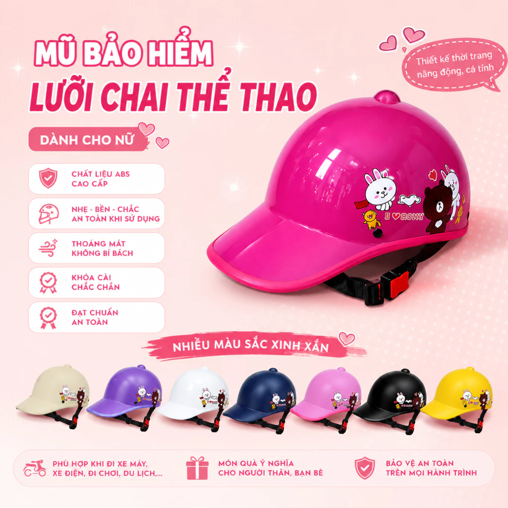 Mũ bảo hiểm lưỡi trai thể thao cho nữ