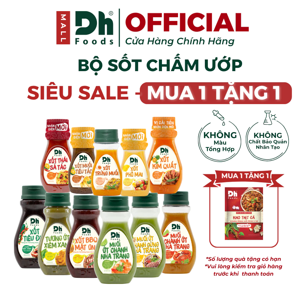 Bộ Xốt Chấm Ướp Dh Foods - Sốt Chấm Thịt Nướng, Sốt Chấm Hải Sản, Sốt Thái Trộn Chân Gà, Chấm Đồ Luộc - Ngon, Tiện Lợi