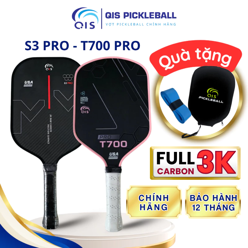 Vợt Pickleball T700 S3 Pro Chính Hãng - Vợt Pickleball Cho Người Mới Chơi Siêu Nhám Nhẹ Bền