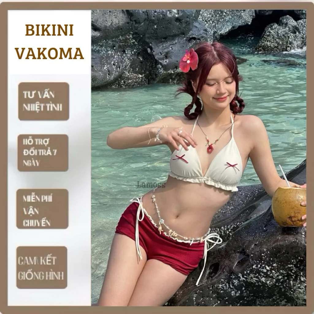 Bikini áo tắm 2mảnh 3mảnh phối nơ siêu xinh quần ao rút ( sẵn hàng)