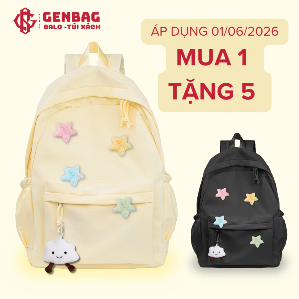 Balo sao vàng GENBAG balo thời trang nữ đi học đi chơi vải dù trượt nước vừa laptop 14,5 inch BL05 đang được đối chiếu cho người mua tại Việt Nam