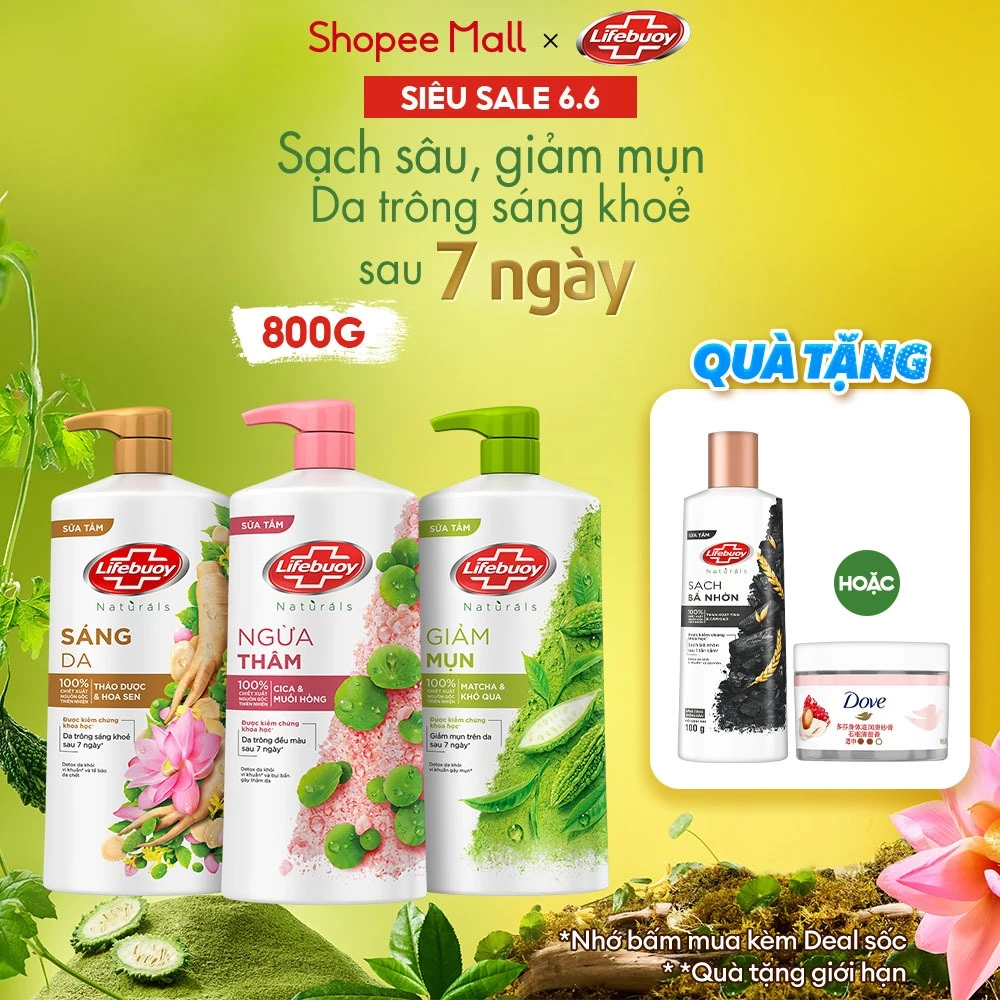Sữa tắm Lifebuoy Thiên nhiên Detox Và Chăm Sóc Chuyên Sâu 800g