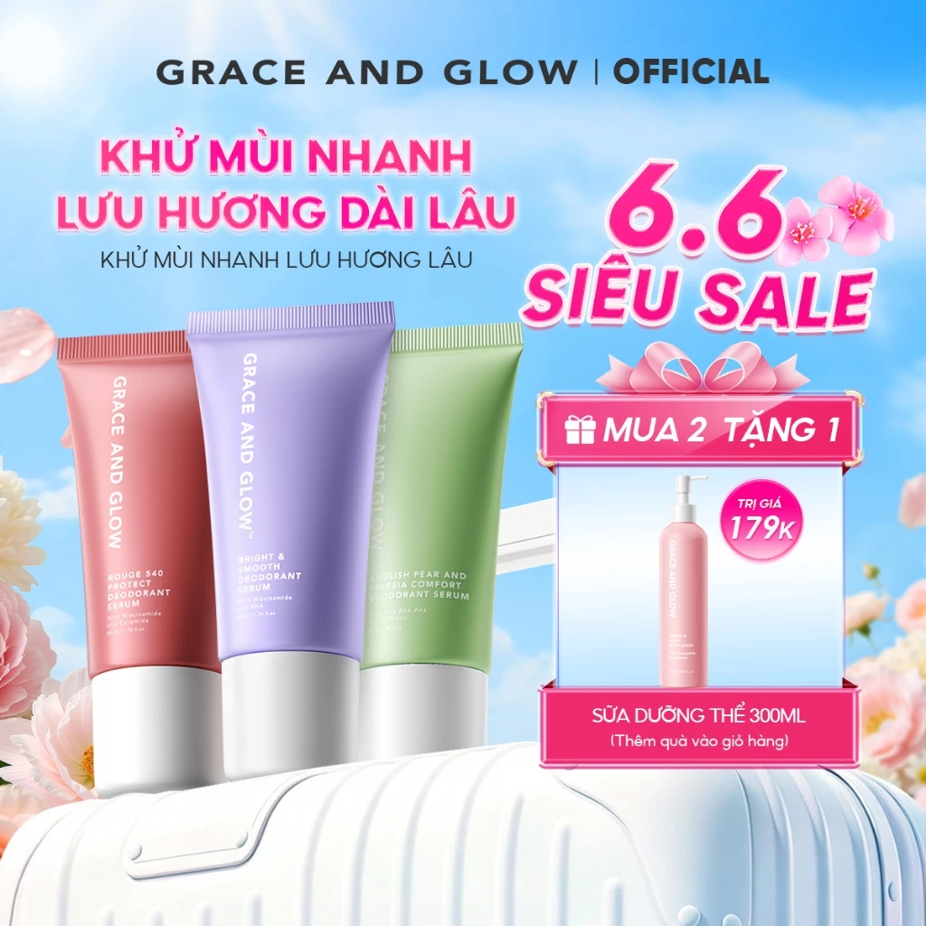 Lăn khử mùi Grace and Glow Black Opium Smooth Deodorant Serum Lăn Nách Sáng Da Ngăn Mồ Hôi với Niacinamide AHA 50ml