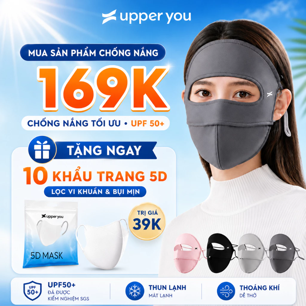 Khẩu Trang Chống Nắng Full Mặt Chống UV UPPER YOU Mịn Mát Thoáng Khí – FM02
