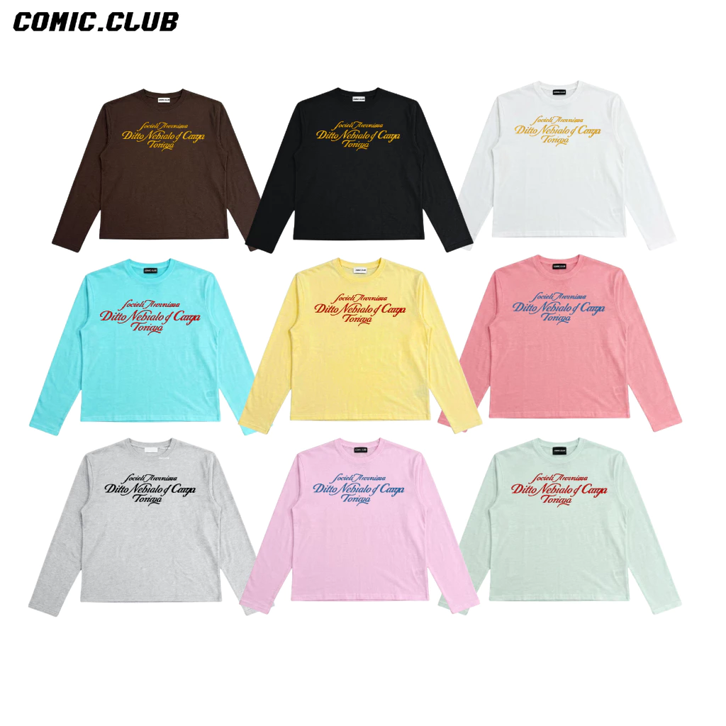 Ảnh sản phẩm do Shopee hiển thị, kiểm tra ngày 9/8/26 Áo thun cotton xước tay dài 'Comic.Club', thoáng mát. đang được đối chiếu cho người mua tại Việt Nam