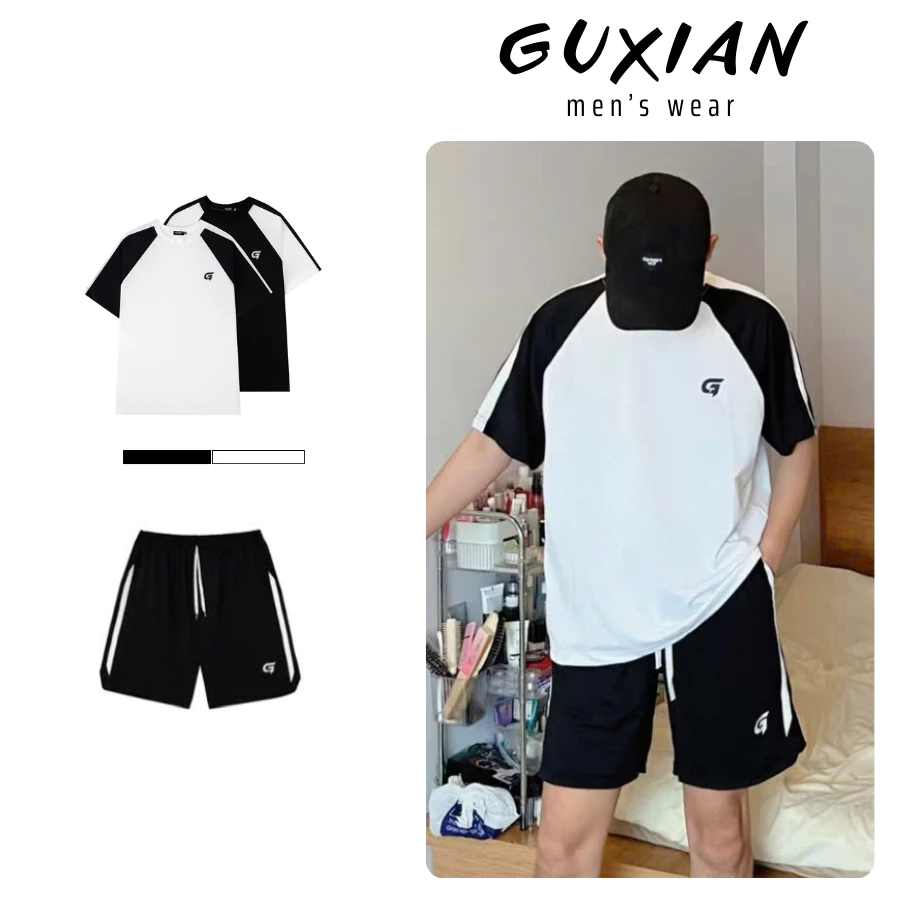 Set đồ bộ thể thao nam mùa hè unisex chất liệu poly thoáng mát in logo Gusset form Rộng BP08