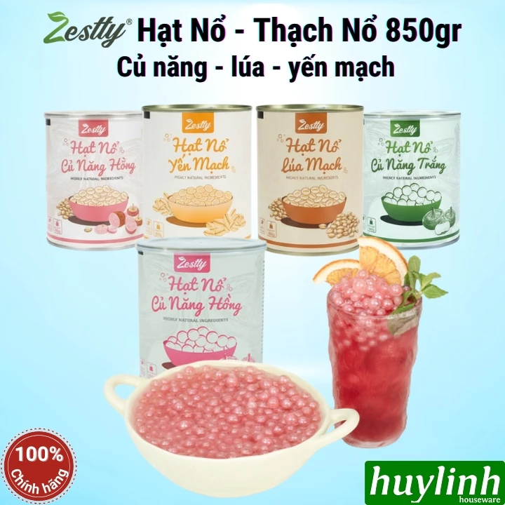 Hạt nổ củ năng (trắng - hồng - lúa mạch - yến mạch) Zestty 850gr - Giòn Dai Làm Topping Trà Sữa, Nguyên Liệu Pha Chế