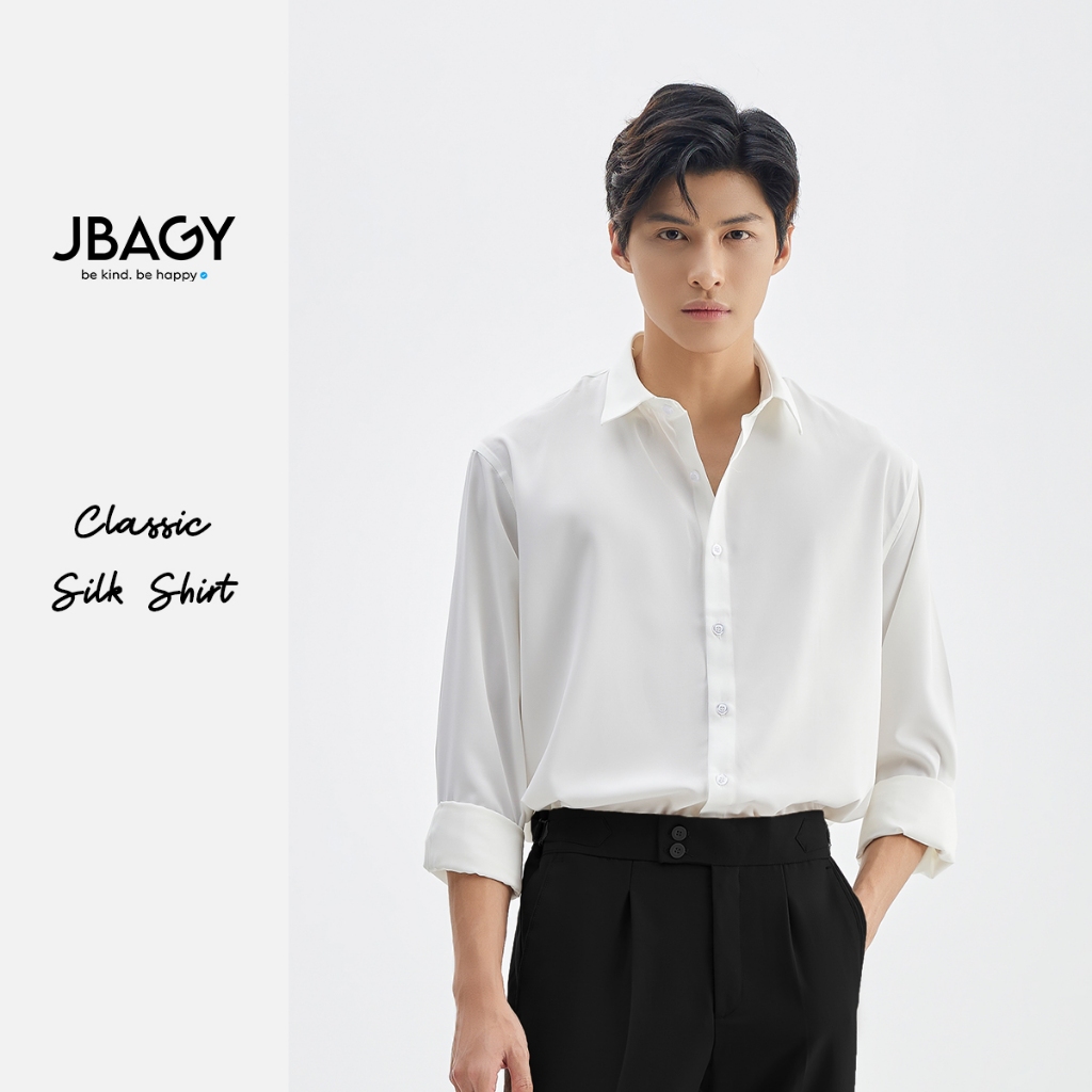 Áo sơ mi nam tay dài JBAGY Pastel sơ mi trắng form rộng, vải lụa tăm cao cấp phong cách Hàn Quốc - Hình 2
