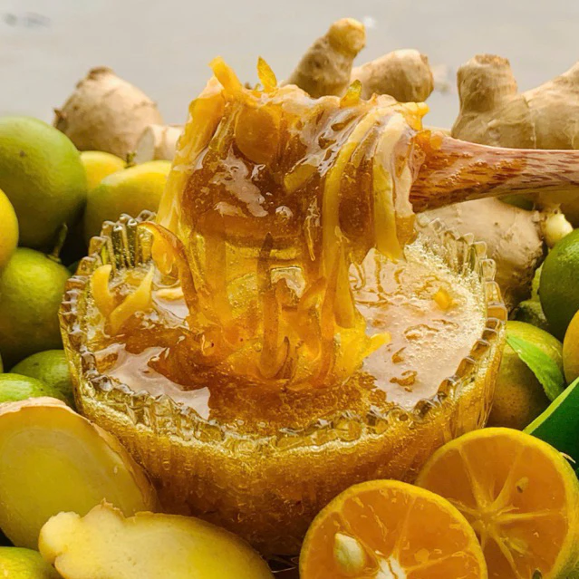 Tắc gừng mật ong đường phèn, nhà làm thơm ngon an toàn sức khỏe (1kg)