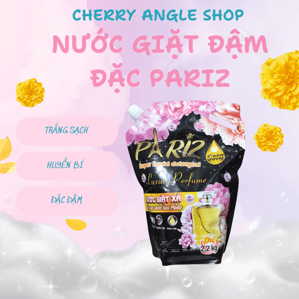 COMBO 8 Túi Nước giặt xả Pariz hương nước hoa 2.2kg - Túi nước giặt Pháp 2200ml thơm lâu