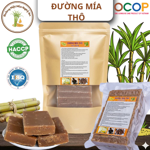 Đường Mía Thô, Đường Phên Mật Mía Nghệ An Sản Xuất Từ Mật Mía Nguyên Chất Túi 1Kg