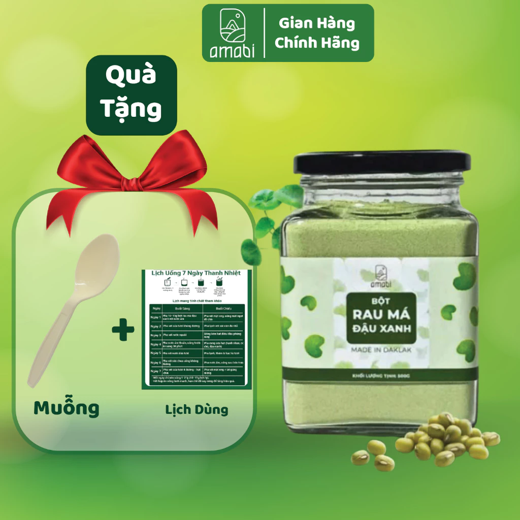 Rau má đậu xanh OGANIC amabi,Bột rau má nguyên chất thanh nhiệt,giải độc,mát gan 100%natural