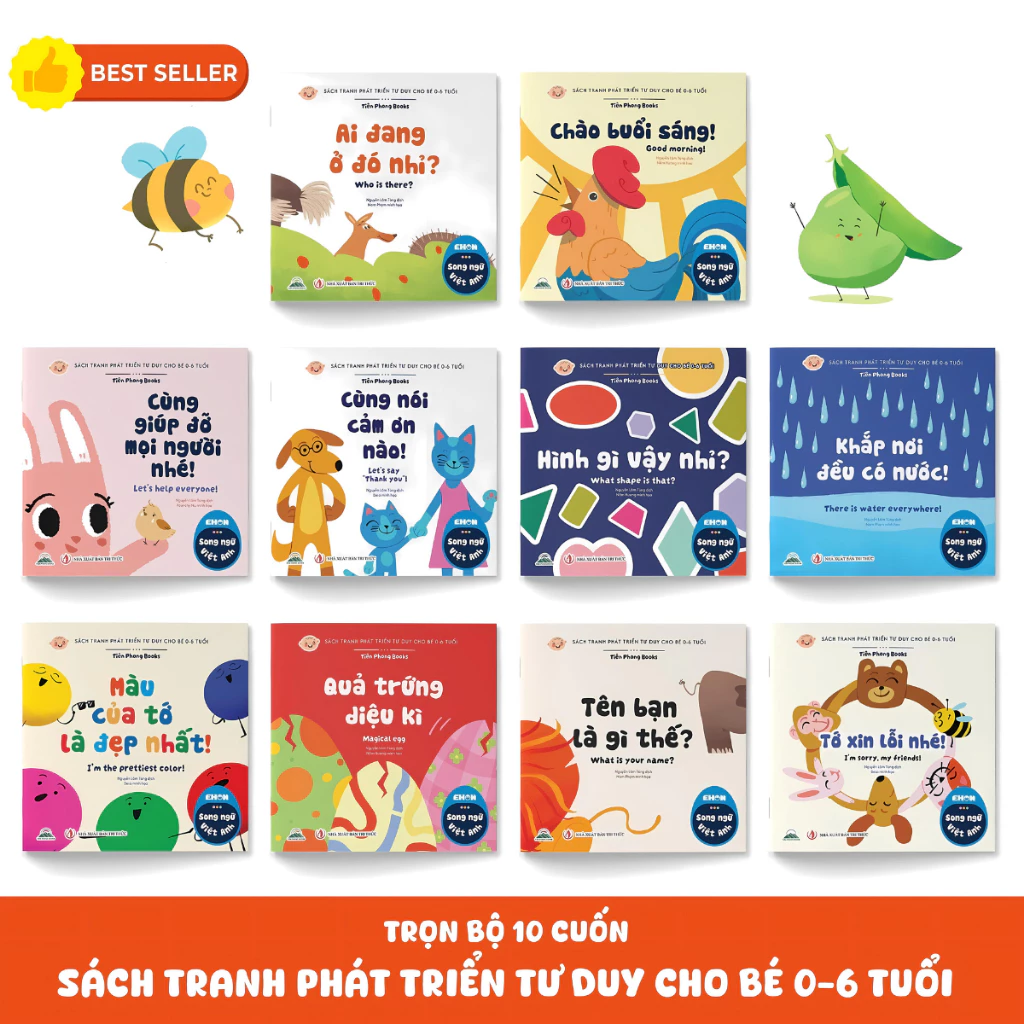 Sách - Combo 10 Quyển Ehon Phát Triển Tư Duy Cho Bé 0 - 6 Tuổi - Song Ngữ Việt Anh đang được đối chiếu cho người mua tại Việt Nam