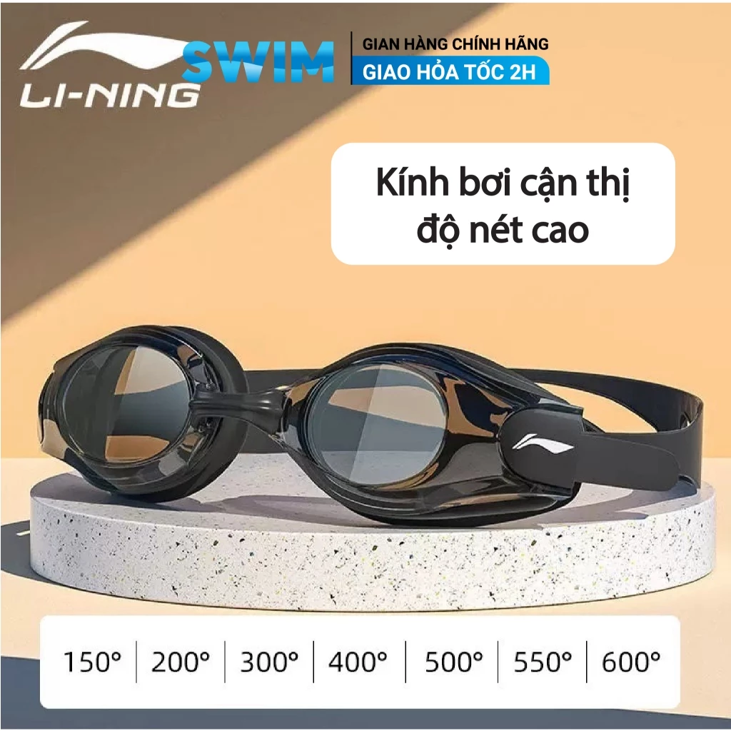 Kính Bơi Cận Thị LI-NING Độ Nét Cao Tặng Kèm Nút Tai