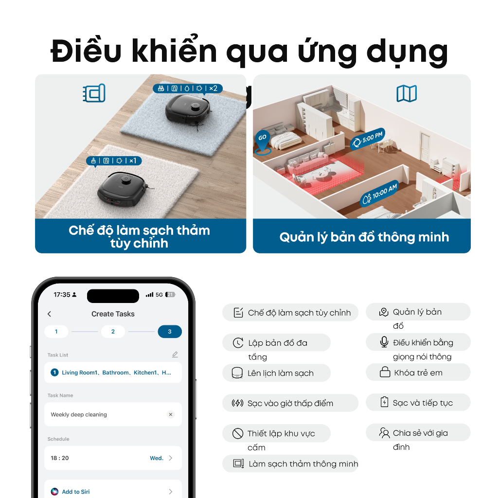 [New Launch]eufy by Anker Máy hút bụi và lau nhà E28 Omni Robot Hệ thống HydroJet, với máy làm sạch sâu di động cho thảm - Hình 9