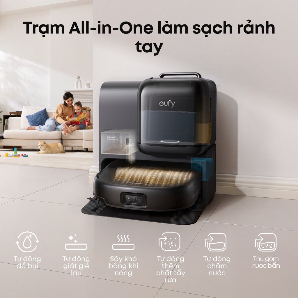 [New Launch]eufy by Anker Máy hút bụi và lau nhà E28 Omni Robot Hệ thống HydroJet, với máy làm sạch sâu di động cho thảm - Hình 7