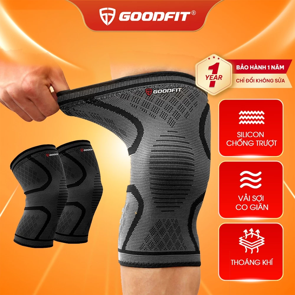 Bó gối thể thao pickleball, băng gối thể thao bảo vệ đầu gối tập gym GoodFit co giãn 4 chiều GF518K