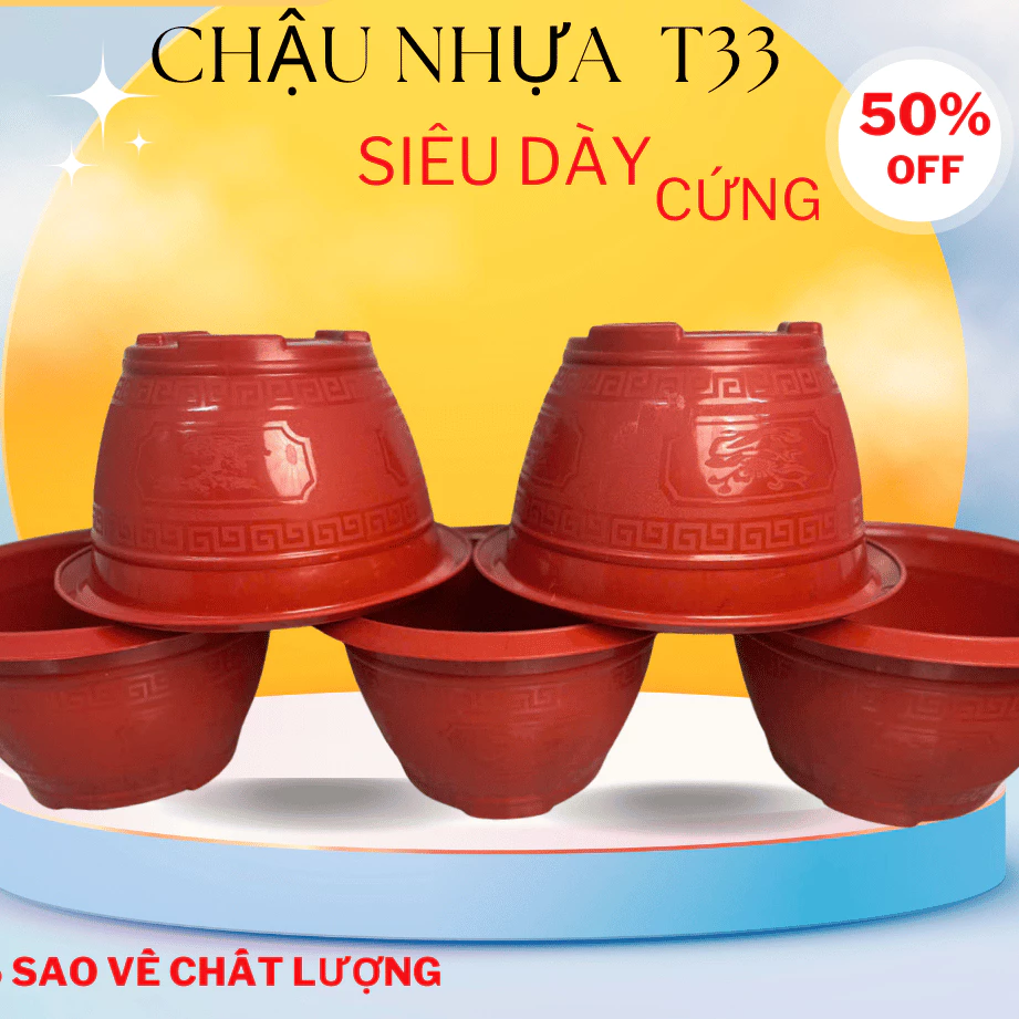 COMBO 10 Cái Chậu Nhựa Trồng Cây T33 Truyền Thống Tuỳ Màu 30 x 17cm NHỰA DẺO SIÊU CỨNG KHÔNG BỂ - inbonsai.com