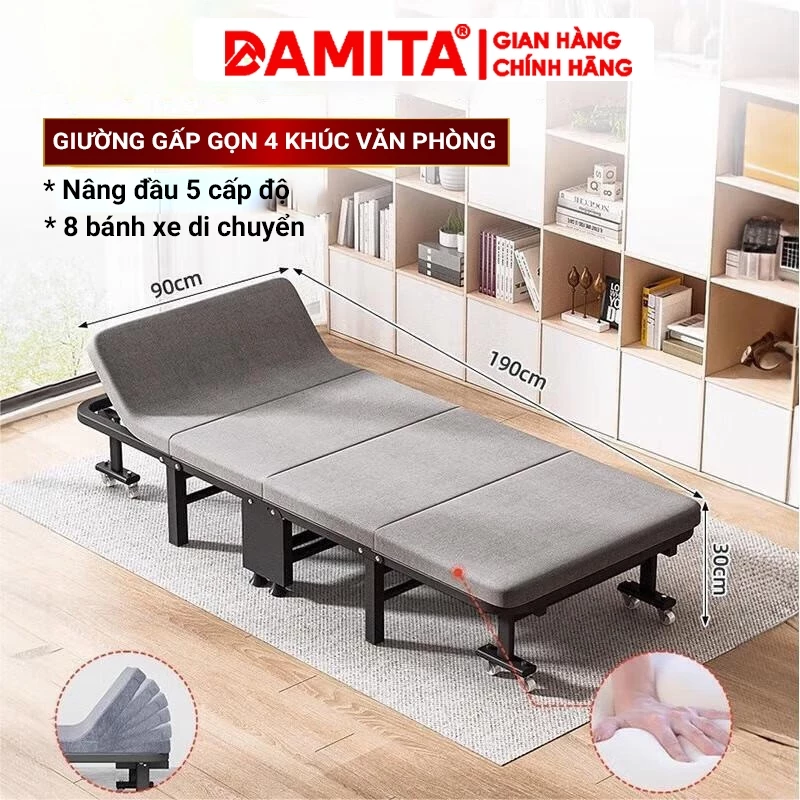 Giường gấp gọn 4 khúc văn phòng thông minh xếp gọn có thể gấp thành ghế rất tiện lợi cho dân văn phòng ngủ trưa