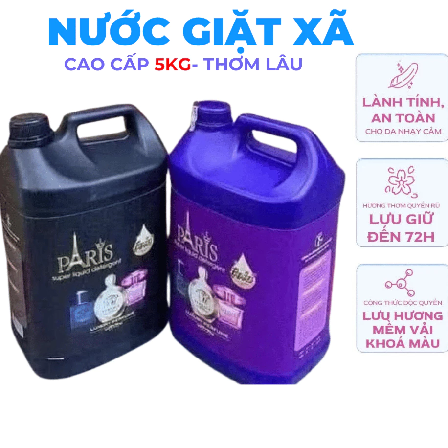 NƯỚC GIẶT PARIS ( CAN 5 ký ) nhiều bọt , làm mềm sợi vải giặt tay và máy đều được