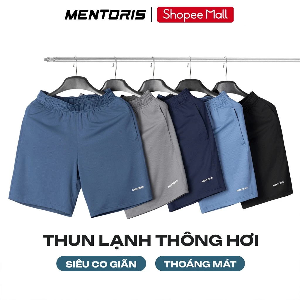 Quần Short Thể Thao Nam MENTORIS, Vải Thun Lạnh Thông Hơi, Thoáng Mát, Siêu Co Giãn Bền Màu MSR