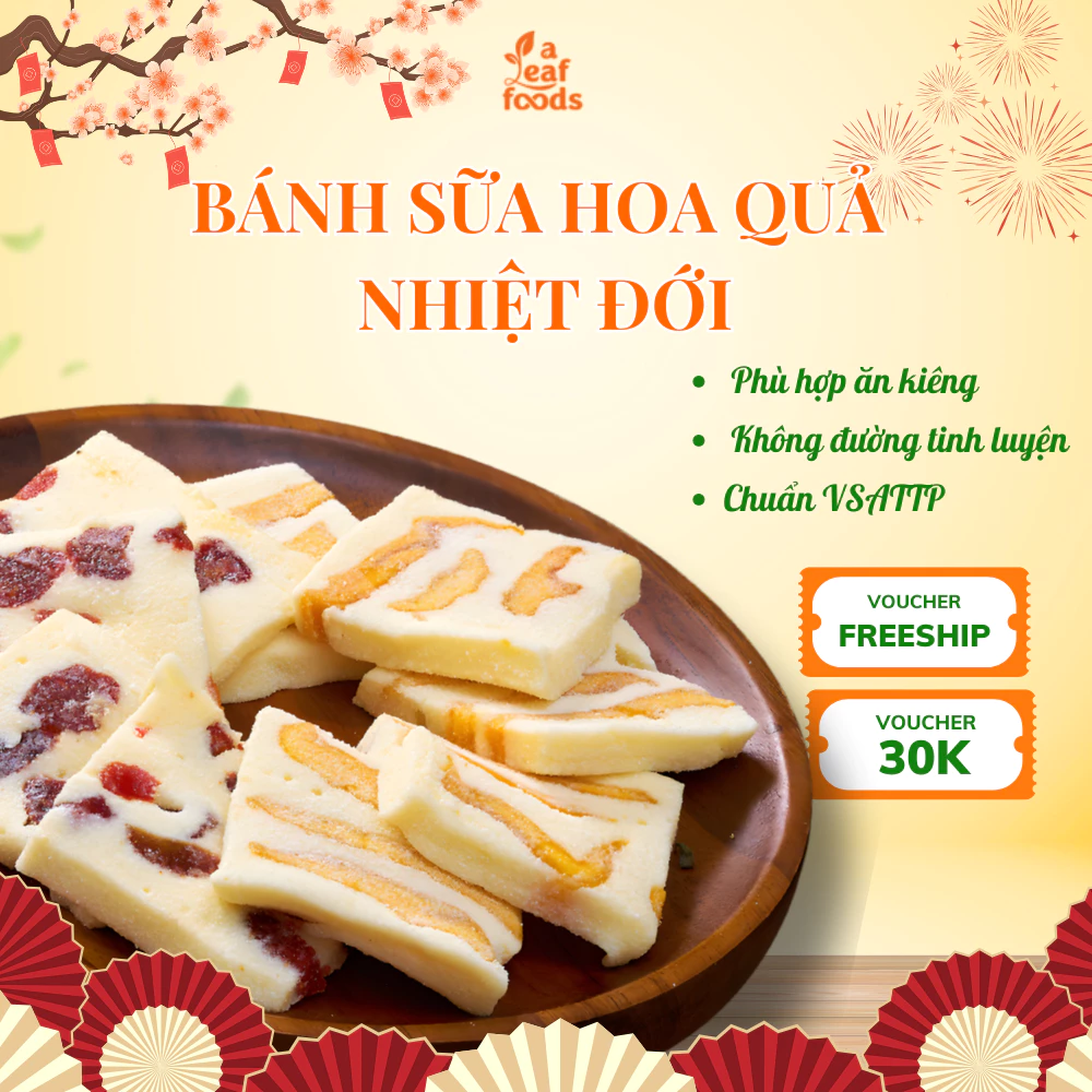 Bánh sữa hoa quả nhiệt đới Baker Baking ít đường, thơm sữa ăn vặt Healthy Bánh kẹo tết A Leaf Foods 250g-500g