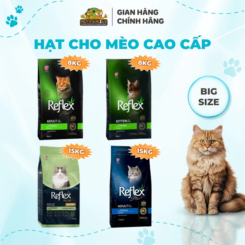 Hạt Cho Mèo Reflex Plus RPCALL 8Kg, 15Kg Thức Ăn Dành Cho Mèo - HAPPY PETFAMILY đang được đối chiếu cho người mua tại Việt Nam