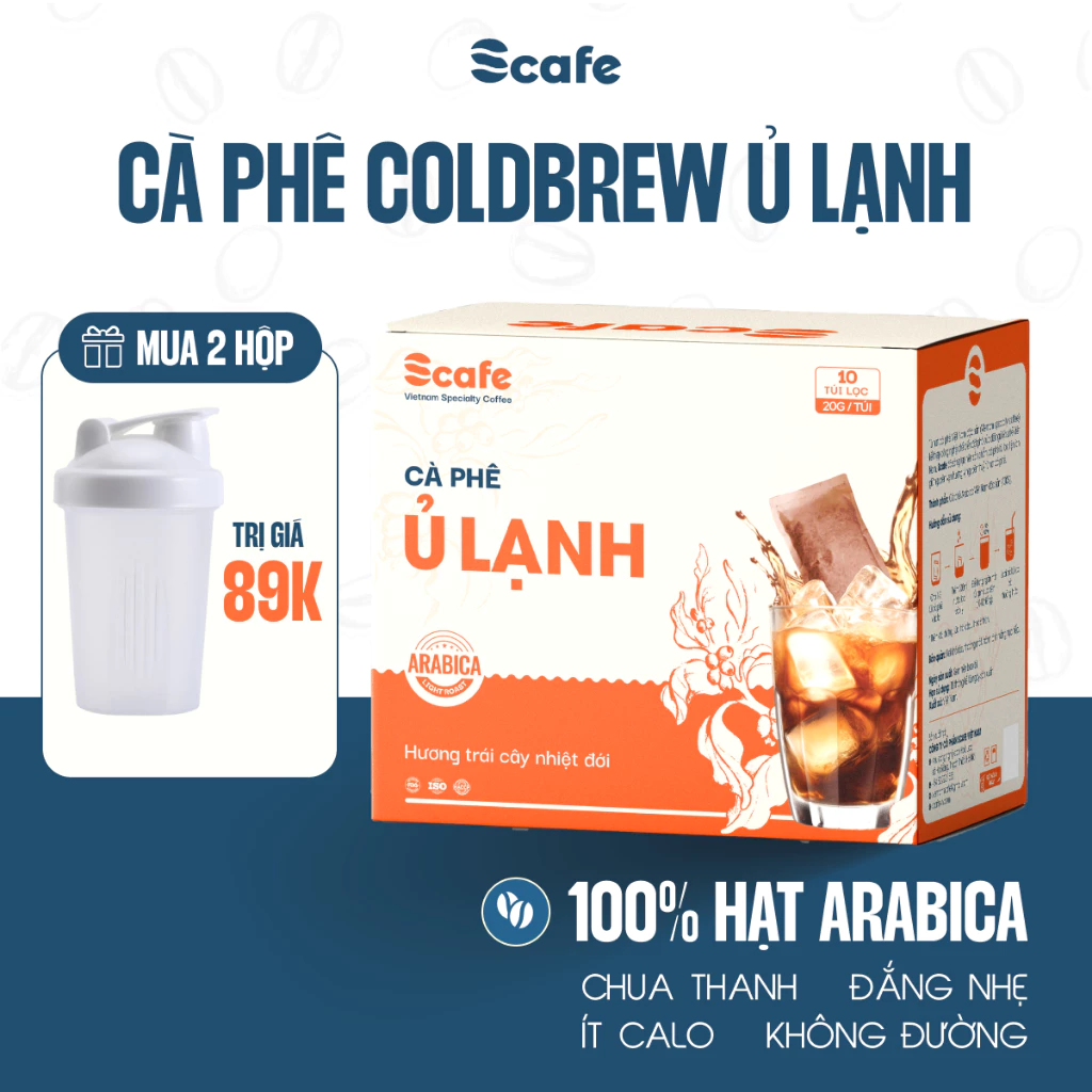 Cà Phê Cold Brew Túi Lọc Hạt Arabica Nguyên Chất Scafe Việt Nam