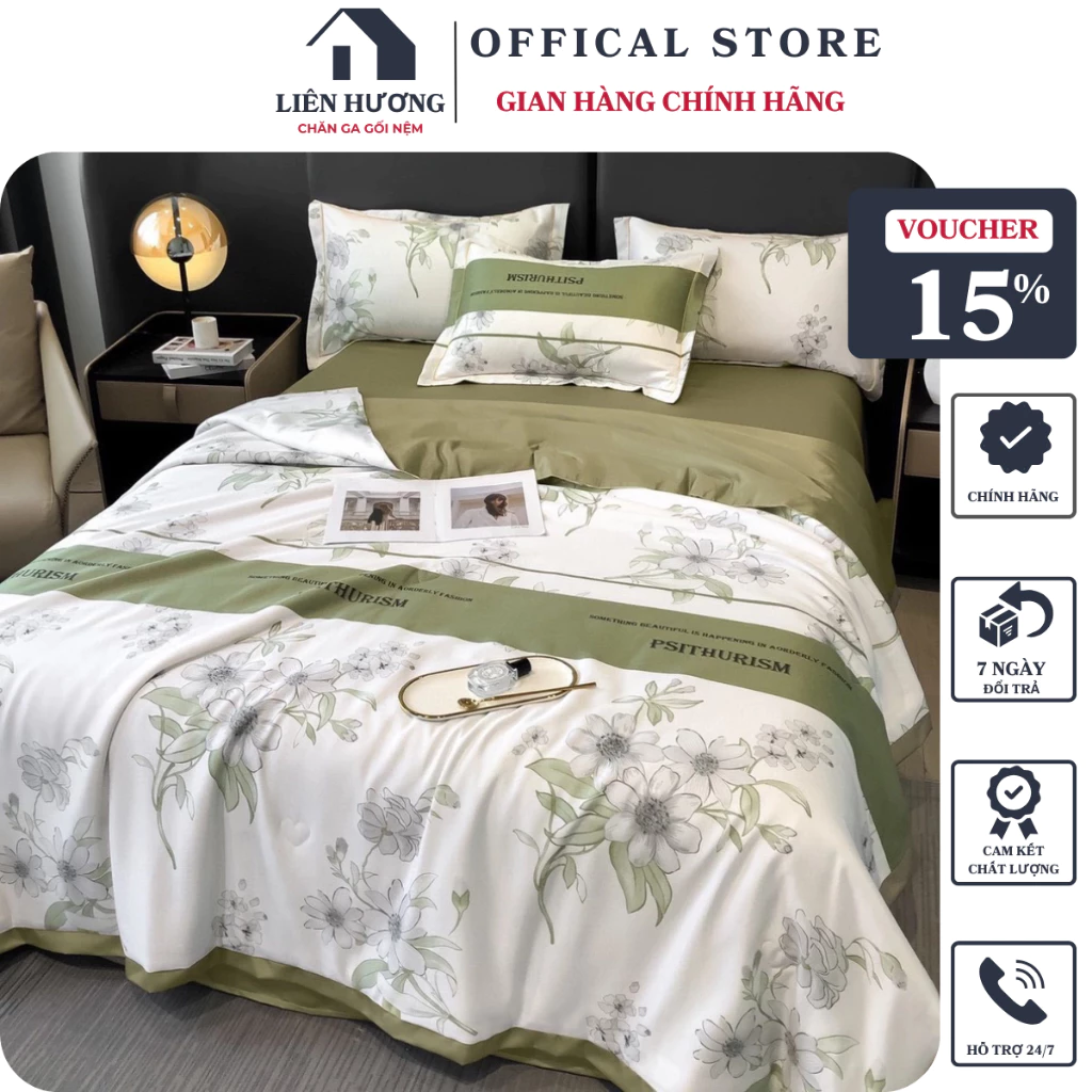 Bộ Chăn Ga Gối Lụa Thái Nhập Khẩu Cao Cấp, Chất Liệu Lụa Thái Mềm Mịn, Thoải Mái, Thoáng Mát, Chăn Đã Có Ruột (Sẵn Hàng)