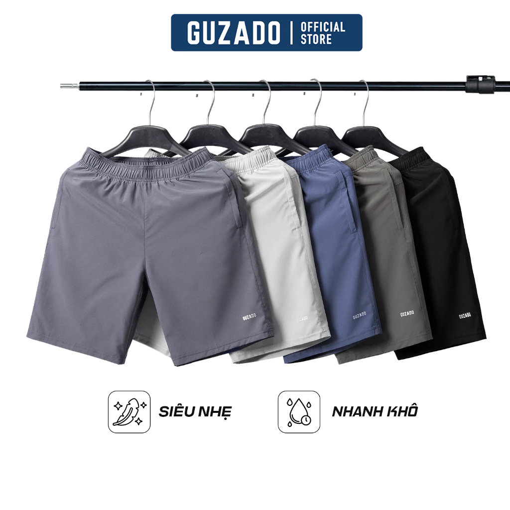 COMBO 3 Quần Short Nam GUZADO Chất Gió Mềm Nhẹ,Cạp Chun,Phong Cách Basic CB3GSR2601