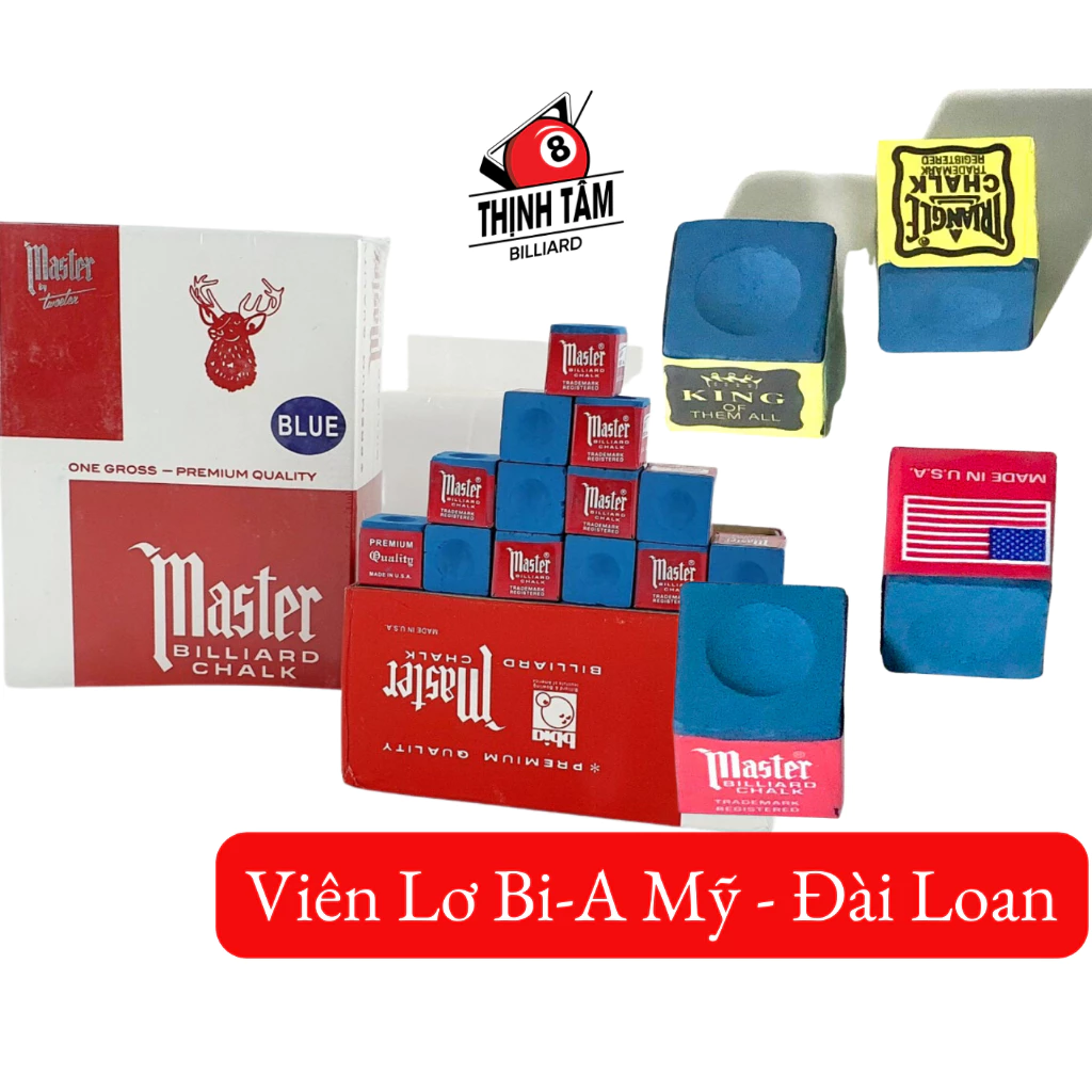 Combo Viên Lơ Bida Mỹ - Việt Nam TT.Pro 10A Master Triangle Billee Xanh Xám Cao Cấp Chuẩn Vàng Xanh Đỏ Thịnh Tâm