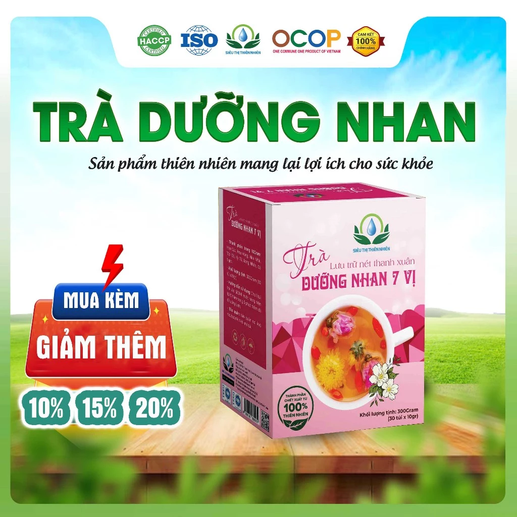 Trà Dưỡng Nhan Mix 7 Vị Dưỡng Nhan, Hoa Cúc, Hoa Hồng, Hoa Nhài, Long Nhãn, Cỏ Ngọt