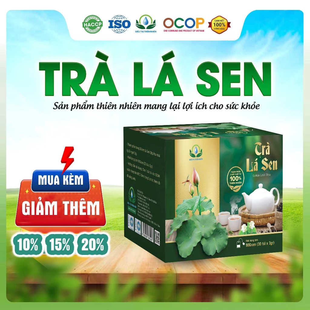 Trà Lá Sen Hoa Nhài Cỏ Ngọt Siêu Thị Thiên Nhiên Hộp 30 Túi Lọc
