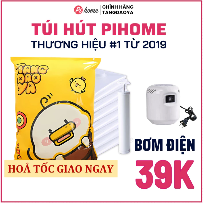 [Hoả Tốc HN] Túi hút chân không đựng quần áo Pihome. Tiết kiệm diện tích, bảo quản lâu dài