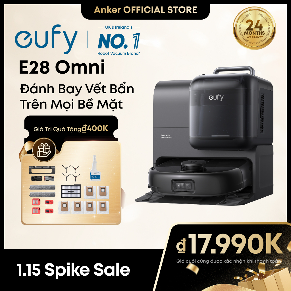 [New Launch]eufy by Anker Máy hút bụi và lau nhà E28 Omni Robot Hệ thống HydroJet, với máy làm sạch sâu di động cho thảm - Hình 1