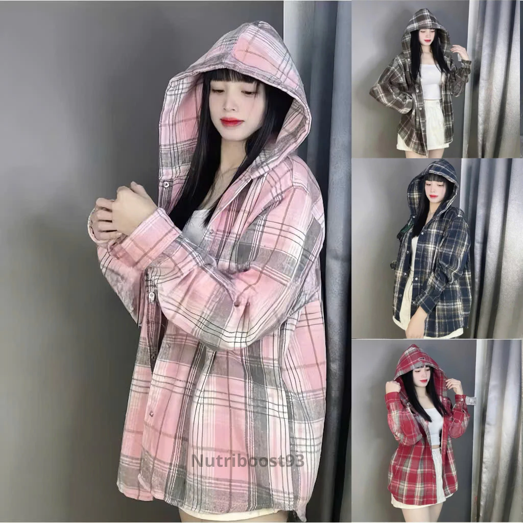 Áo Sơ Mi Flannel Nam Nữ Có Mũ Vải Dạ Mềm,Áo Sơ Mi Chống Nắng Cao Cấp