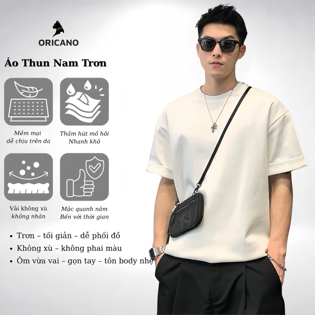 Áo thun nam ORICANO basics form rộng compact phiên bản Premium chống nhăn,khử mùi tốt AP00