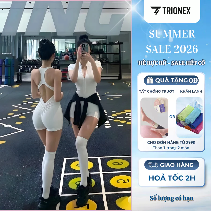 [GIÁ HỜI] Đồ tập gym TRIONEX, bodysuit nữ định hình body, set đồ tập thể thao gym & yoga co giãn tốt, đồ đi bơi