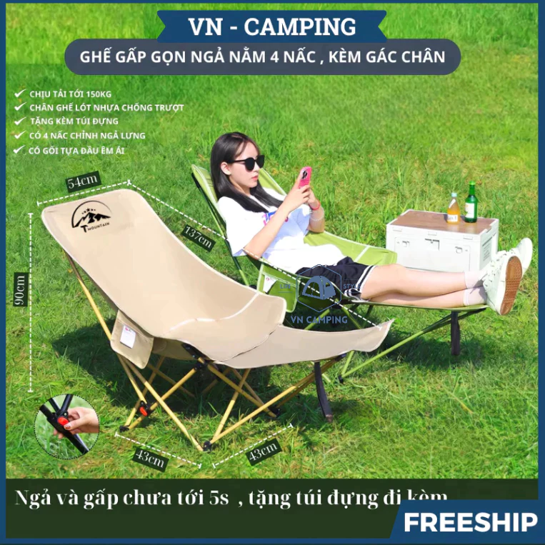 Ghế Camping Ngả Lưng Tmountain Gấp Gọn Thư Giãn Dã Ngoại Du Lịch Cao Cấp Tiện Dụng
